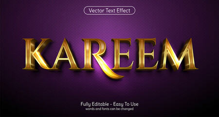 Creative 3d text Kareem, editable style effect template