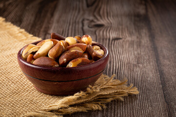 Brazilian nut on the table, known as "Castanha do Pará".