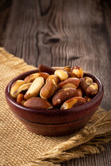 Brazilian nut on the table, known as 