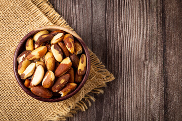 Brazilian nut on the table, known as 