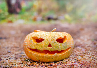 Jack o lantern on a halloween pumpkin