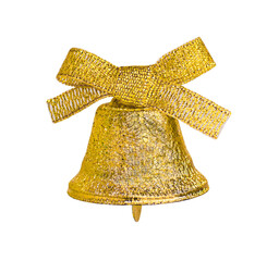 Golden christmas bell isolated on white