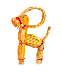 Golden scandinavian straw  goat isolated on white