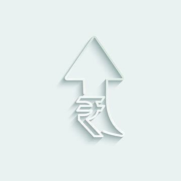 Indian Rupee  rate increase icon up Rupee  sign