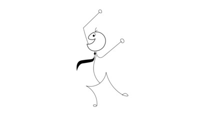 Happy Stick Figure vector illustration. Cartoon icon.
