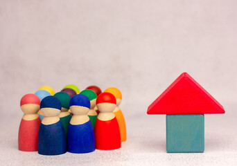 Wooden figures and wooden toy house