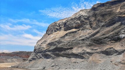Mountain rock with blue sky for background