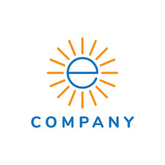 Fototapeta premium letter E sun vector logo design