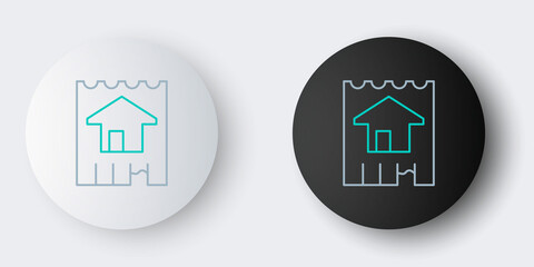 Line House icon isolated on grey background. Home symbol. Colorful outline concept. Vector