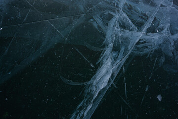 Lake Baikal in winter, snowy winter on the lake, landscape, deep lake in winter, Russia in winter