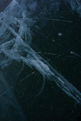 Lake Baikal in winter, snowy winter on the lake, landscape, deep lake in winter, Russia in winter