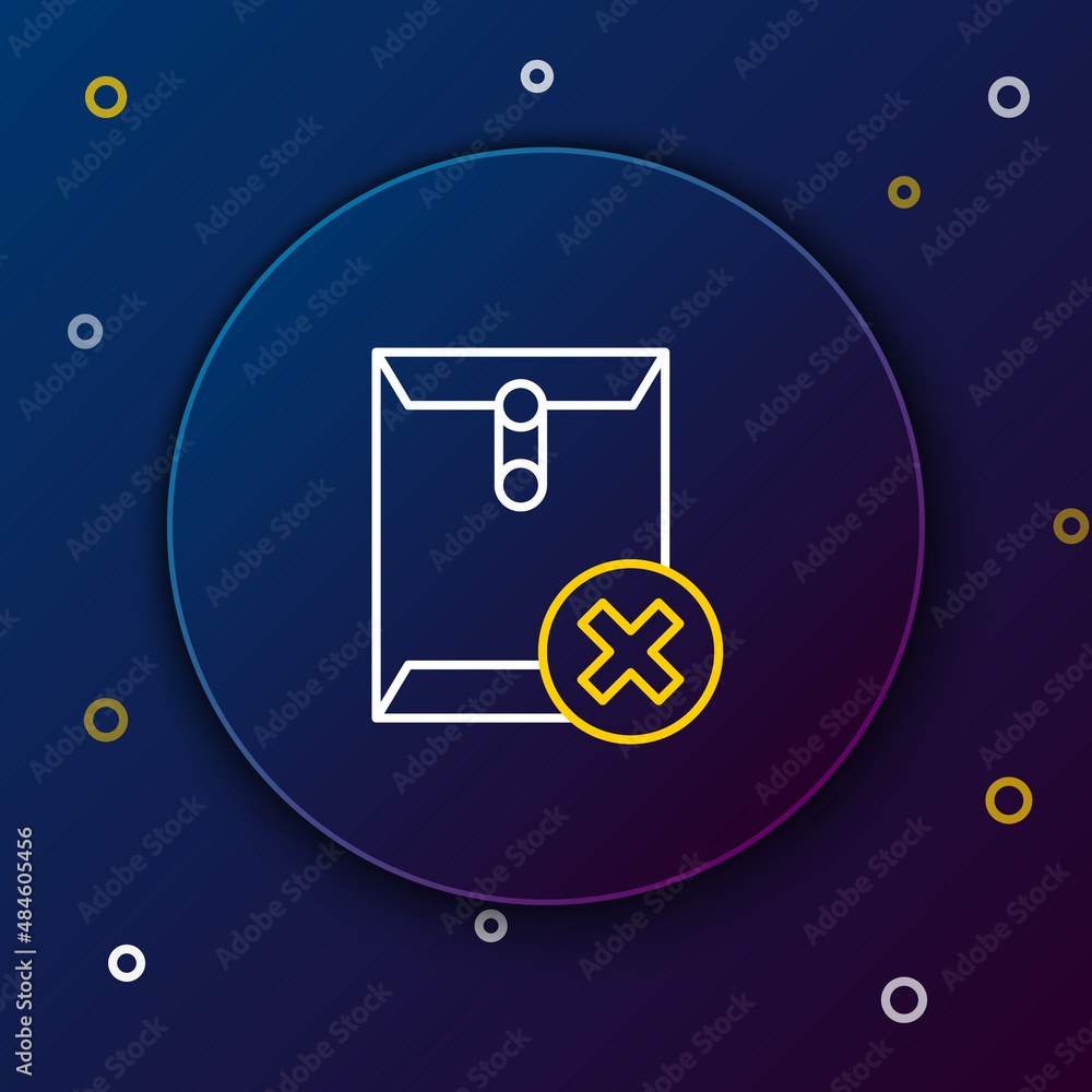 Poster line delete envelope icon isolated on blue background. delete or error letter. cross on message. rej