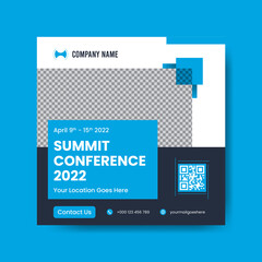 Business conference Instagram post and social media banner template.