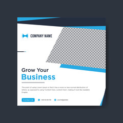 Grow your business Instagram post and social media banner template design