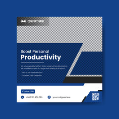 Productivity corporate social media banner and Instagram post template design