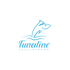 tuna fishing line art logo design