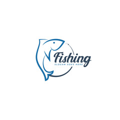 Obraz premium tuna fishing line art logo design