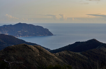 Fototapeta na wymiar Panorama from Monte Fasce. Liguria, Italy
