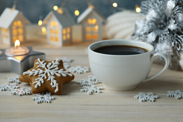 christmas cookies and cup of coffee