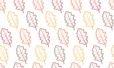Seamless pattern with oak leaf. Vector fabric pattern. Leaves maple and oak vector icon on white background.