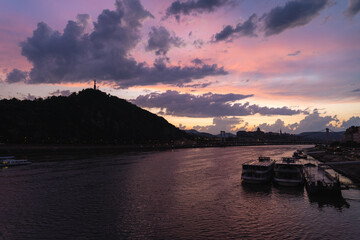 Calm pink evening in Hungary