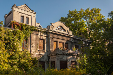 Fototapeta na wymiar Old haunted abandoned mansion in Poland