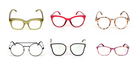 Green glasses isolated on white background for applying on a portrait