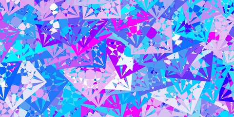 Fototapeta na wymiar Light Pink, Blue vector backdrop with triangles, lines.