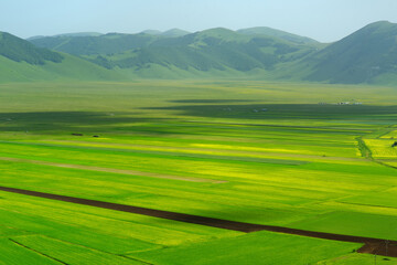 Piano Grande, large karstic plateau of Monti Sibillini mountains and one of the greatest tourist...