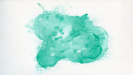 Green turquoise colorful abstract watercolor splash brushes texture illustration art paper - Creative Aquarelle painted, isolated on white background, canvas for design, hand drawing