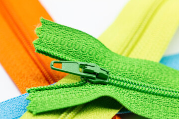 colorful zippers prepared for sewing