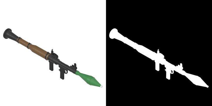 3D rendering illustration of a rpg-7 rocket launcher