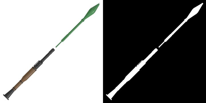 3D rendering illustration of a rpg-7 rocket launcher