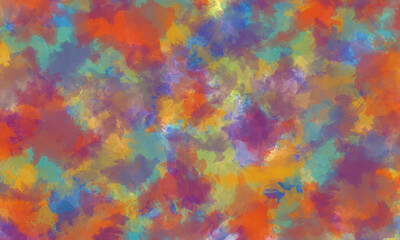Abstract watercolor background, cloud texture in blue, green and orange tones