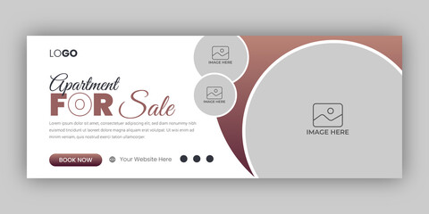 Real estate web banner and social media facebook cover template - obrazy, fototapety, plakaty