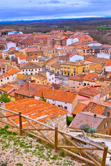 Town View from Cave Traditional Wineries, Ribera del Duero, San Esteban de Gormaz, Soria, Castilla y LeÃ³n, Spain, Europe