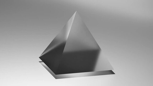 Glass pyramid rotation. 3d shape animation. Futuristic corporate design. 
