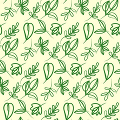 Botanical floral leaves seamless pattern. Floral pattern, Green leaves