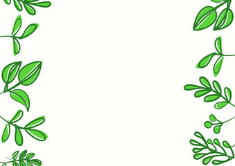Botanical green floral leaves background with copy space for text