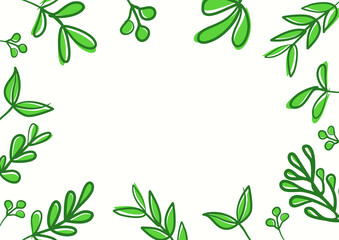 Botanical green floral leaves background with copy space for text