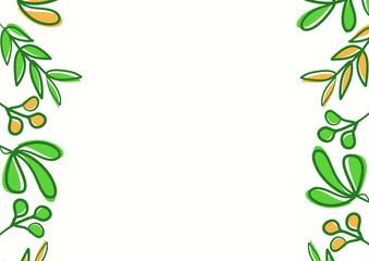 Botanical green floral leaves background with copy space for text