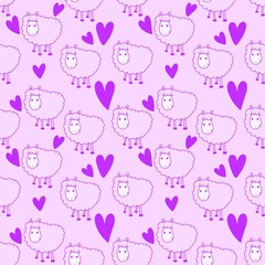Kids seamless cute sheeps pattern for wallpaper and fabrics and textiles and packaging and gifts and cards and linens