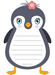 Cute penguin sticker notebook and school label