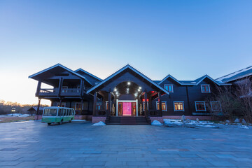 Wooden house  at night