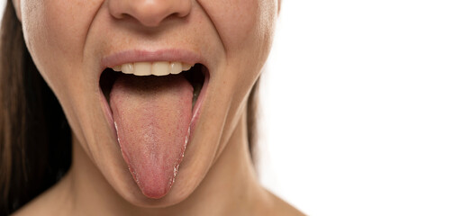 front view of a woman tongue