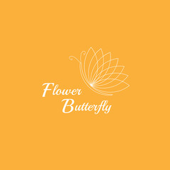 Butterfly wings flower logo in simple minimalist line art style