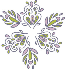 Vector six-pointed leaves. Botanical design for ribbon, border, trim.