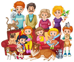 Big family members with many dogs