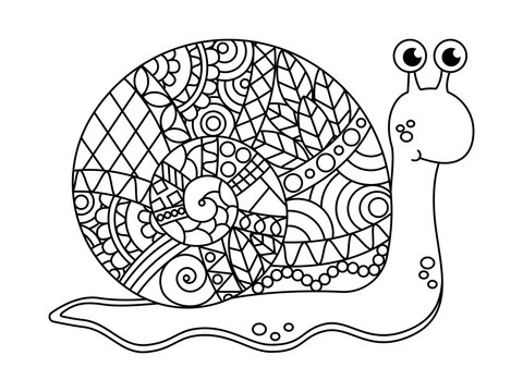 Funny snail, coloring book for children.