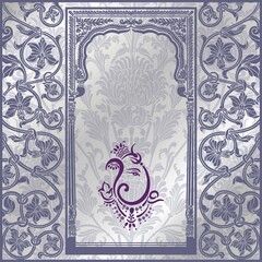 Ganesha, wedding card, royal Rajasthan, India	